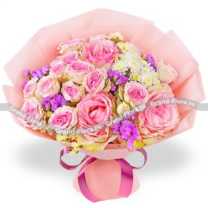 Пудровая нежность - букет из розовых роз